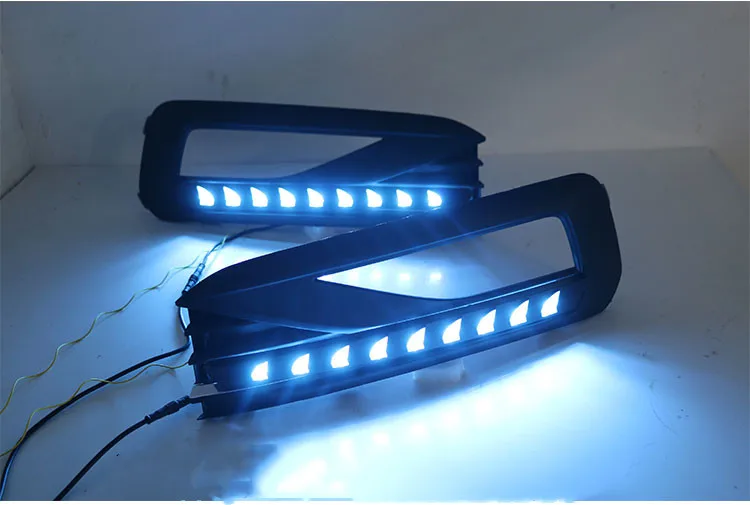EOsuns led drl Дневной ходовой светильник для Volkswagen Lavida- с динамическим движущимся желтым поворотником и синим ночным светильник