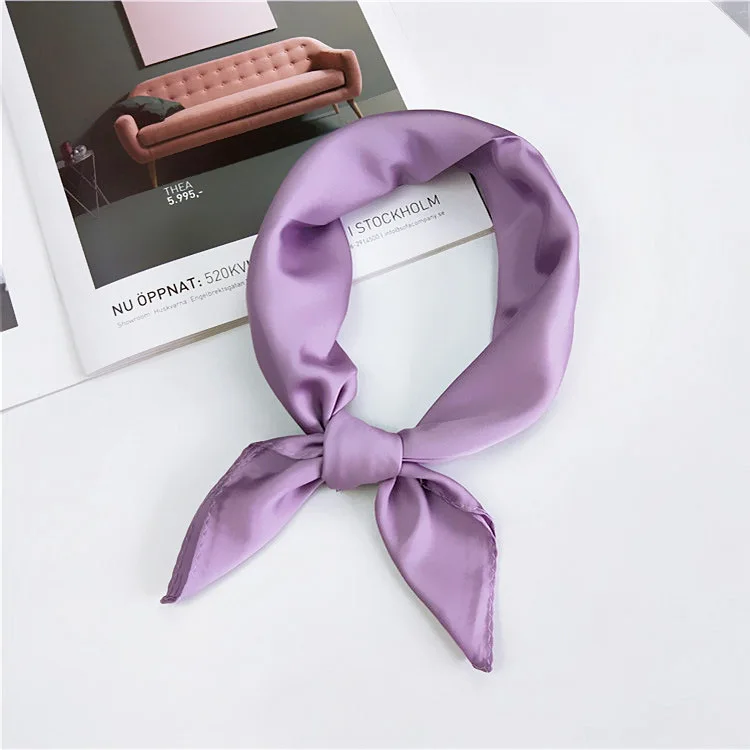 70 см* 70 см Чистый цвет квадратный шарф повязка для волос для вечерние покупки женские элегантные женские обертывания носовой платок аксессуары для бандан - Цвет: 9