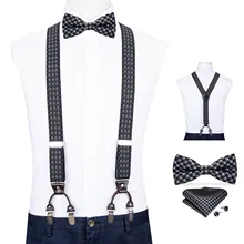 Men Navy Plaid Elastic Suspender Genuine Leather 6 Clips Brace Male Vintage Wedding Butterfly Bow Tie Hanky Cufflink Set DiBanGu Suspenders Men Navy Plaid Elastic Suspender Genuine Leather 6 Clips Brace Male Vintage Wedding Butterfly Bow Tie Hanky Cufflink Set DiBanGu Suspenders