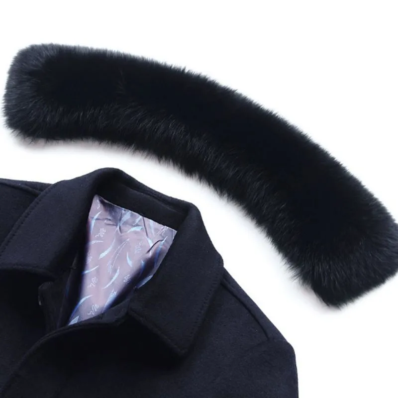 Long Woolen Coat Men Winter Fashion Thicken Warm Fur Collar Long Trench Coat Men Single Breasted Woolen Overcoats Men