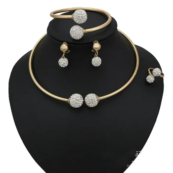 

2020 African Jewelry sets Brand Dubai gold-color Crystal Jewelry sets Wholesale Bridal Accessories nigerian Wedding Jewelry