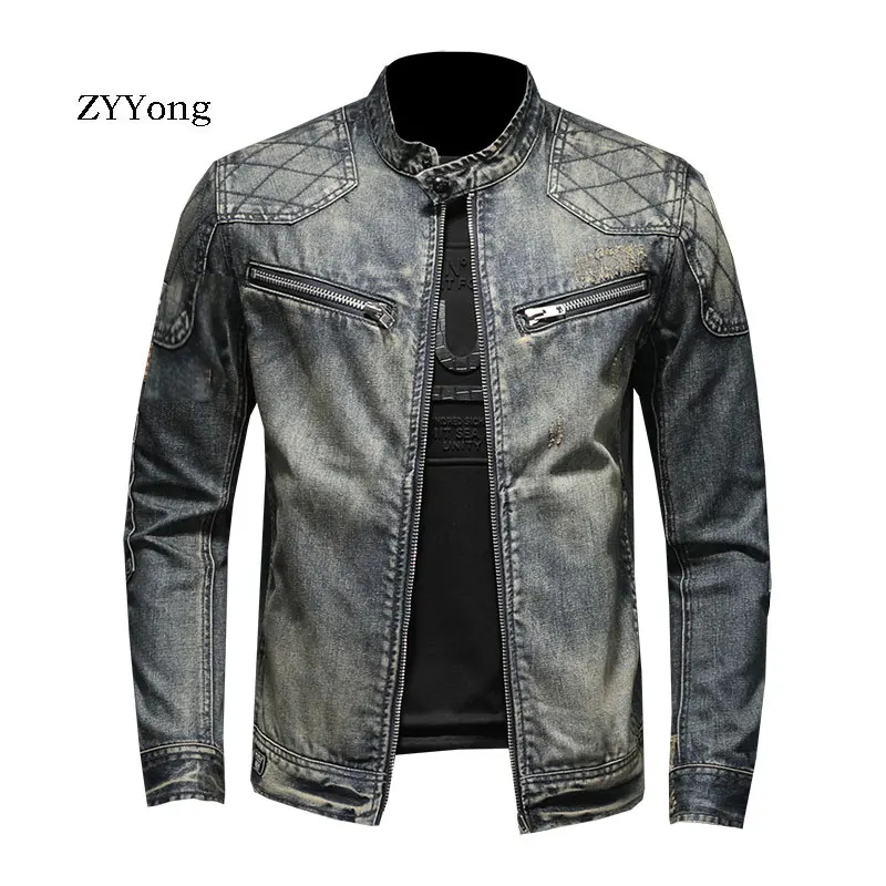 #^Special Price Мужская джинсовая куртка на молнии ZYYong, Европейская и американская джинсовая куртка со стоячим воротником, высокое качество, Мужская тренд... #^Special Price Мужская джинсовая куртка на молнии ZYYong, Европейская и американская джинсовая куртка со стоячим воротником, высокое качество, Мужская тренд...