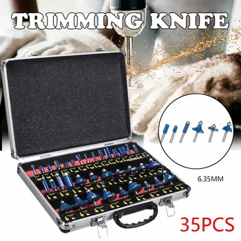 

35Pcs/Set 1/4 Inch Shank Tungsten Carbide Router Bit Set Wood Cutter Tool Set Milling Wood Cutters Router Bit Set for Wood Work