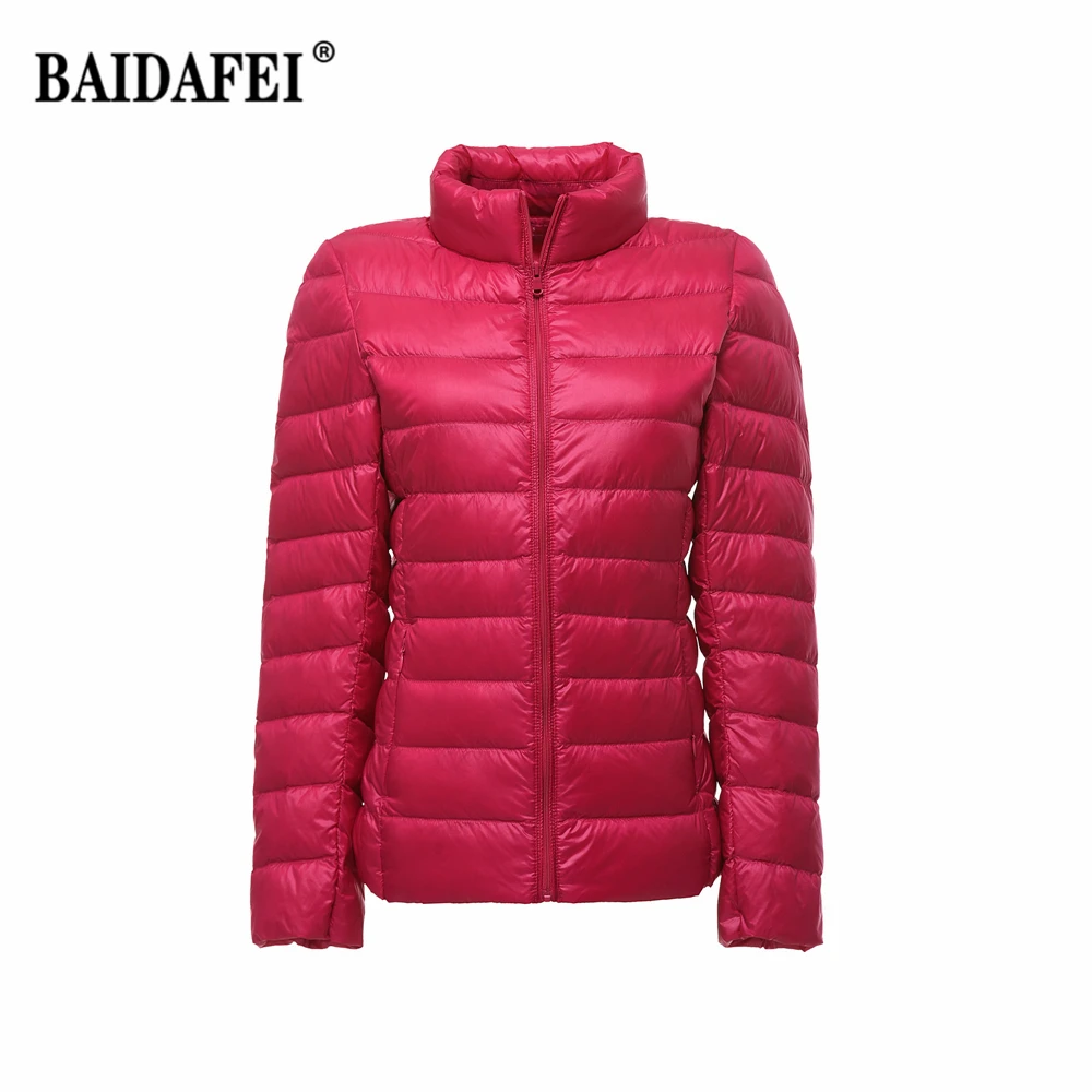 Women's Short Slim Fit Puffer Jacket 2023 New Spring Stand Collar Ultra Light Weight Portable Windproof White Duck Down Coat
