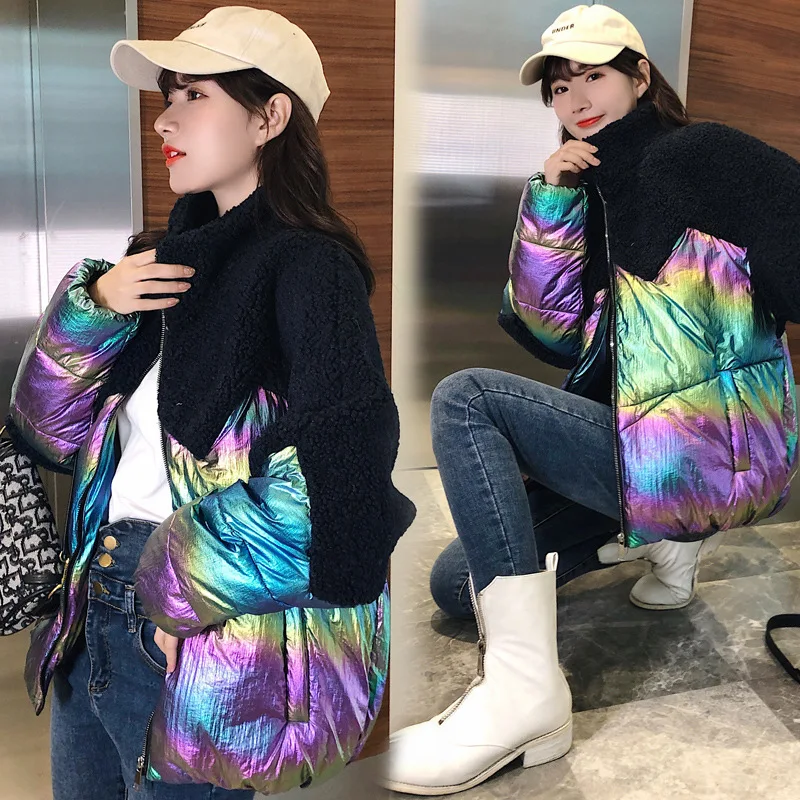 

Korean-style Fashion Fur ke li rong Joint Short Cotton Overcoat