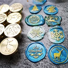 Новинка года; веселое Рождество; восковая печать; штамп; колокольчик; Снежинка; Санта-Клаус; носки с оленями; елкой; рождественские подарки; Ретро уплотнительный воск; штамп