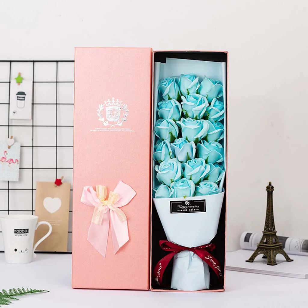 Розовое мыло подарок на день Святого Валентина 18 розовое мыло цветок романтическое мыло букет Роза подарок свадебное оформление коробки подарок фестиваль коробка#40