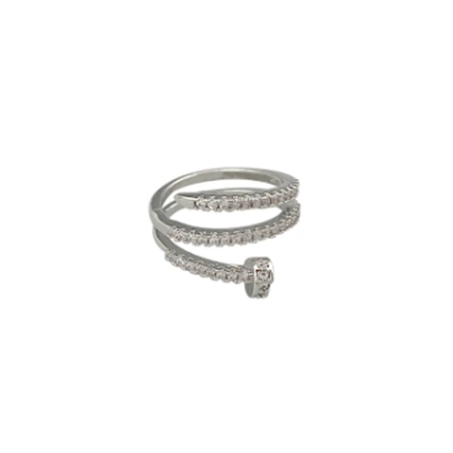 Multi-Layer Nail Inlaid With Rhinestones Round Open Rings For Women Korean Fashion Charm Lady Wedding Bands Party Classic Rings JZ072B