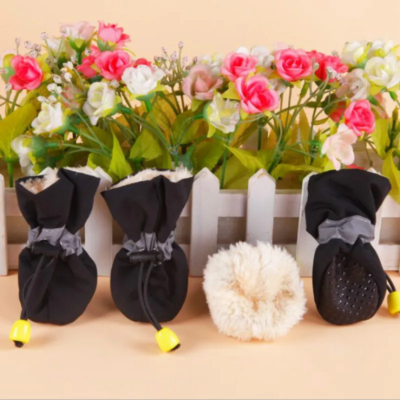 4 шт. Обувь для собак водонепроницаемые зимние противоскользящие Сапоги снега