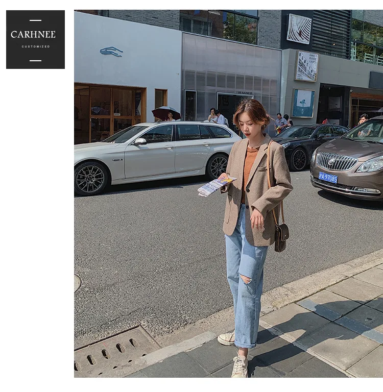 Костюм для фотосессии в елочку, маленький женский костюм, Chic2019, осенняя одежда, стиль, британский стиль, Хепберн, ретро костюм, укороченная куртка Fa