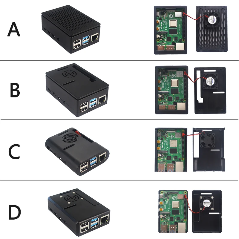 Billig Original Raspberry Pi 4 Modell B Kit + ABS Fall + Netzteil + Lüfter + Kühlkörper + HDMI Optional 64 32GB SD Karte   Reader für Pi 4