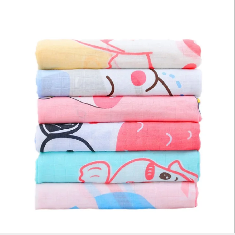 Newborn Baby Blankets Bamboo Children Cotton Soft Supplies Muslin Kids Blankets Swaddle Wrap 2 layers Stroller Towel 110*125cm