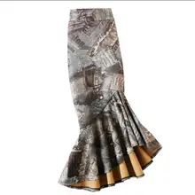Размера плюс 4XL! Нерегулярные рыбий хвост юбка с высокой талией для женщин на осень-зиму Обтягивающая одежда абстрактная живопись граффити печати юбка TB3758