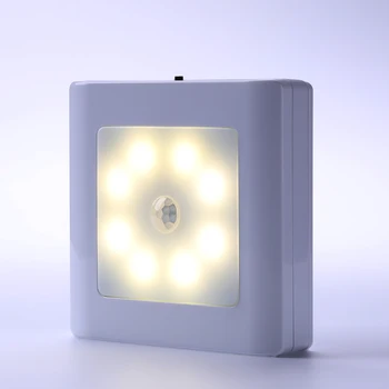 

Classic Texture Practical Multi-functional Wireless Motion Sensor LED Wall Light Baby Bedroom Corridor Square Night Lamp