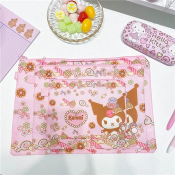 

3pcs/lot Melody Kuromi canvas A4 A5 A6 file pencil case file folder documents filling bag office school suppllies stationery bag