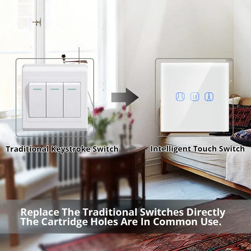 ACCKIP Tuya Smart Wifi Управление светодиодный сенсорный настенный занавес переключатель Alexa Голосовое управление Умный затвор переключатель EU/UK Тип занавес переключатель