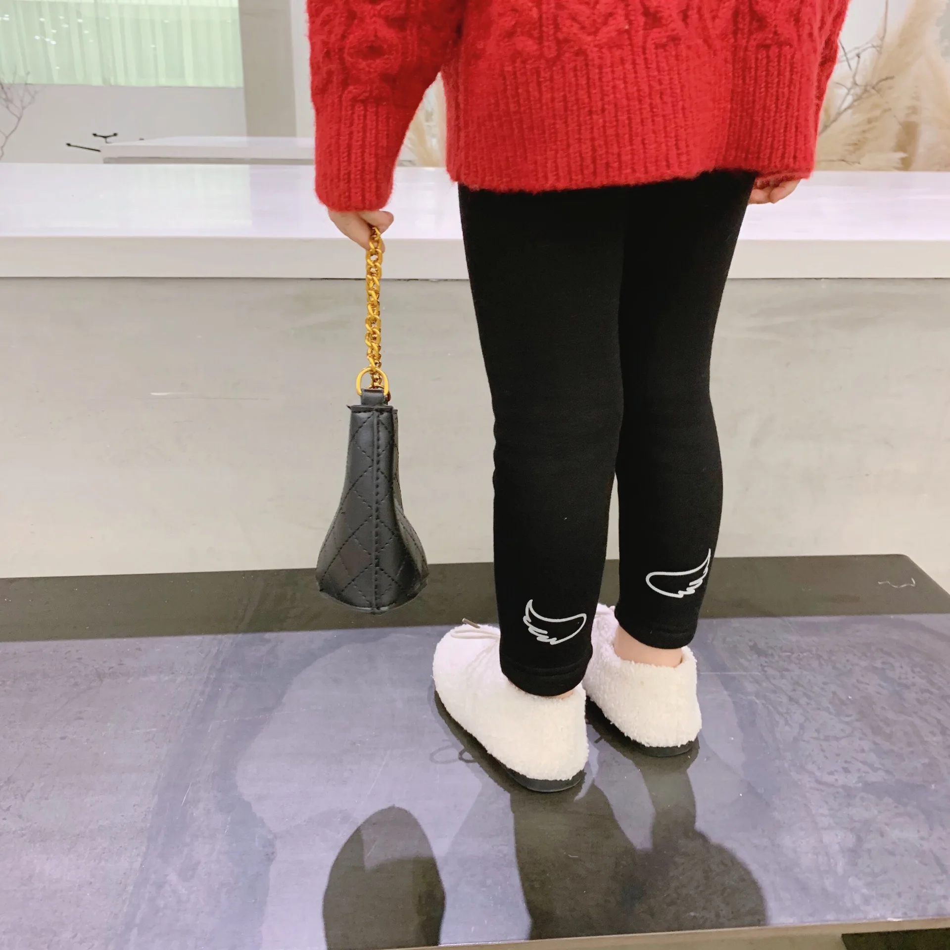WLG girls winter thick pants kids cartoon black beige orange velvet pant baby girl warm casual all match trousers 2-6 years