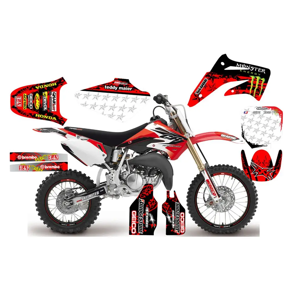 

For HONDA CR85 2001 2002 2003 2004 2005 2006 2007 New Full Graphics Decals Stickers Custom Number Name 3M Bright Stickers