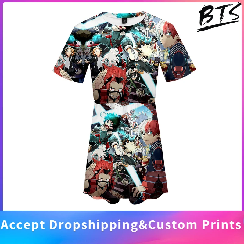 

My Hero Academia Dress Harajuku Comics 3D Printed Women Fashion Summer Short Sleeve Dresses Hot Sale Casual Streetwear Clothes
