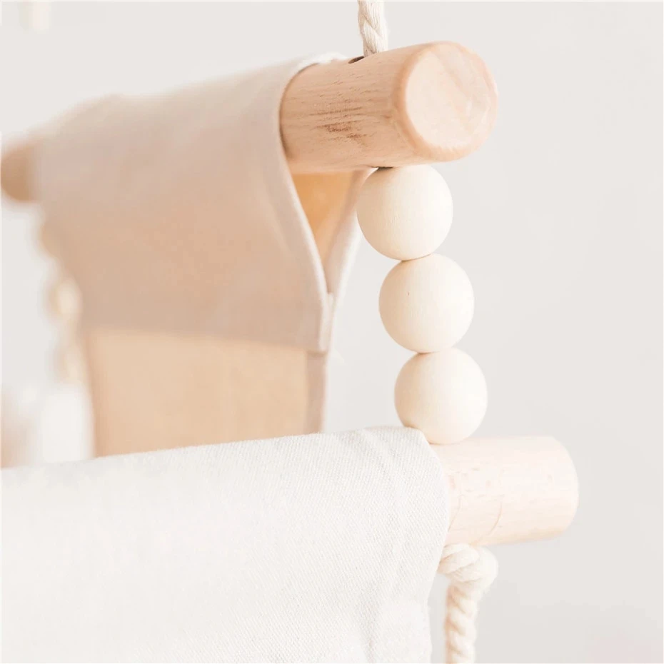 Baby Swing Chair Canvas Hanging Wood Children Baby Rocker Toy Safety Bouncer Outside Swing Chair Toy Rocker For Children