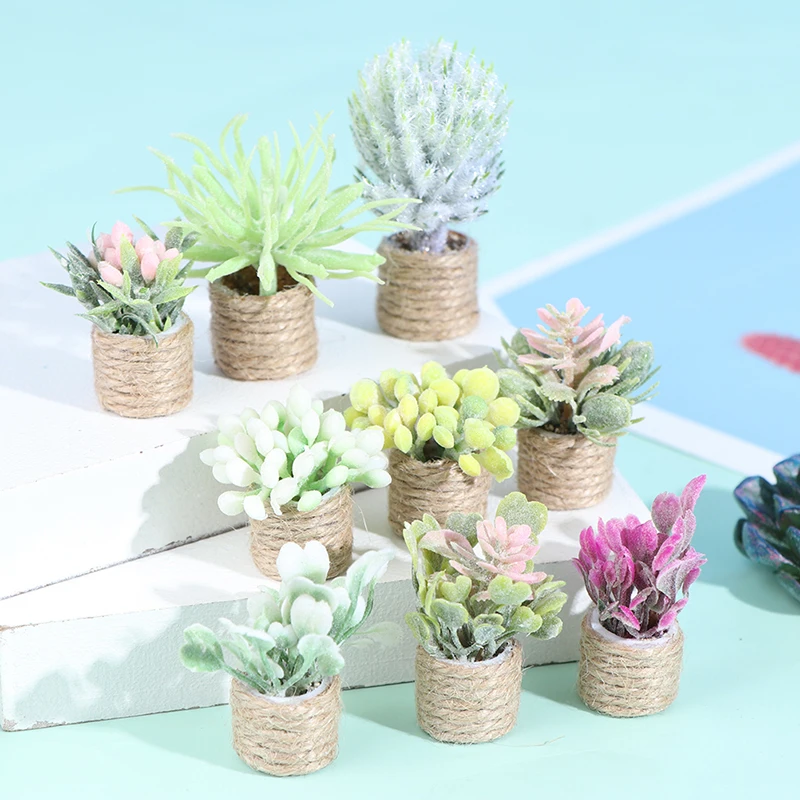 

Mini Flower Potted 1:12 Dollhouse Miniature Potted Green Plant Doll Home Decor
