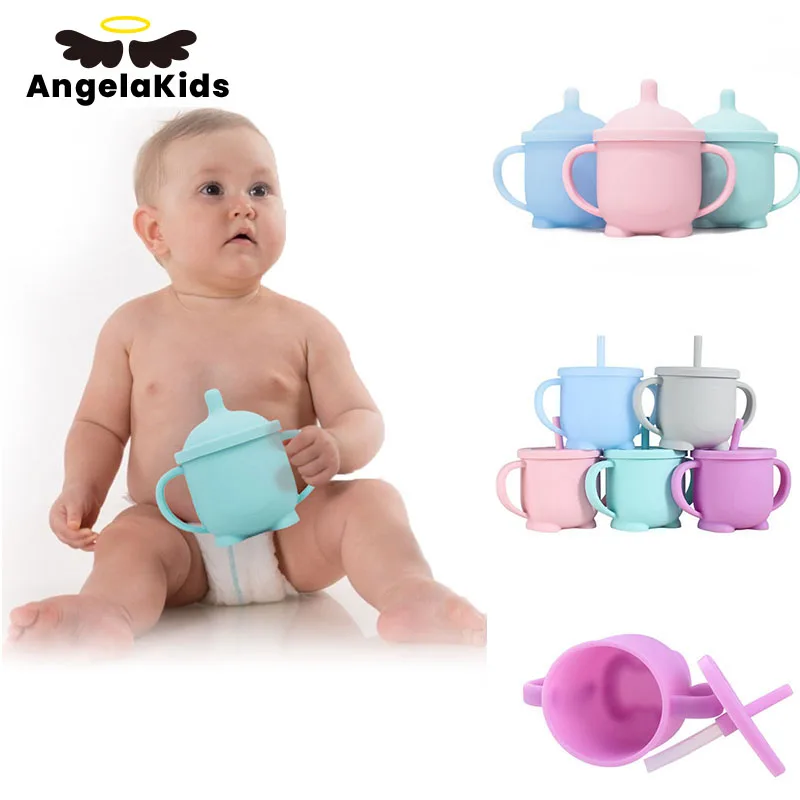 Get This Learning-Cups Drinkware Sippy Baby Feeding Toddlers Silicone Kids Solid Leak-Proof  exobo3lRN