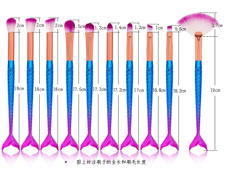 10 шт. макияж основа для бровей подводка для глаз Румяна Кисточки для макияжа Русалка косметический корректор