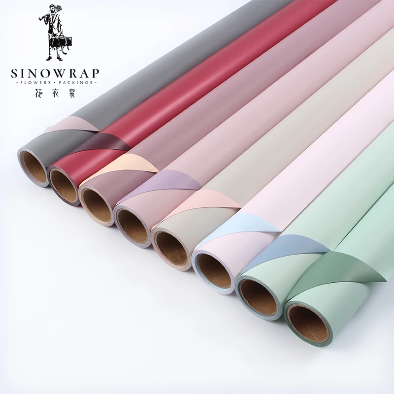 SINOWRAP Floral Wrapping Paper Plastic Double-sided Texture Florist Flower  Waterproof Wrapping Paper For Flower Bouquet Bestsell