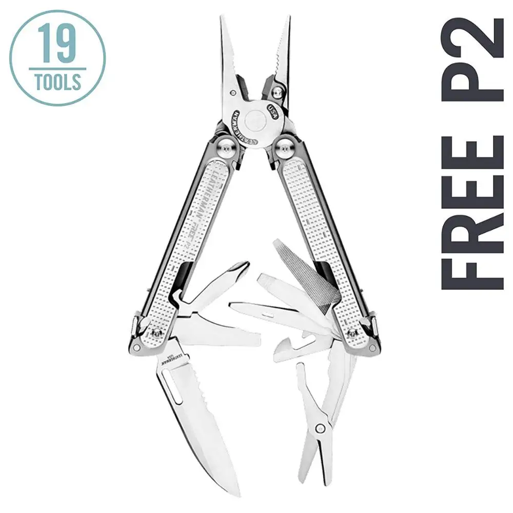 LEATHERMAN - FREE P2 Multitool with Magnetic Locking One Hand Accessible Tools and Premium Nylon Sheath