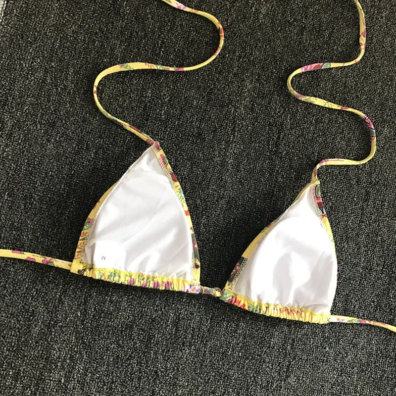 Сексуальный женский комплект бикини с цветочным принтом, ремешок на шее, плавательный жилет, топы, женские пляжные вечерние купальники, Бразильский купальный костюм