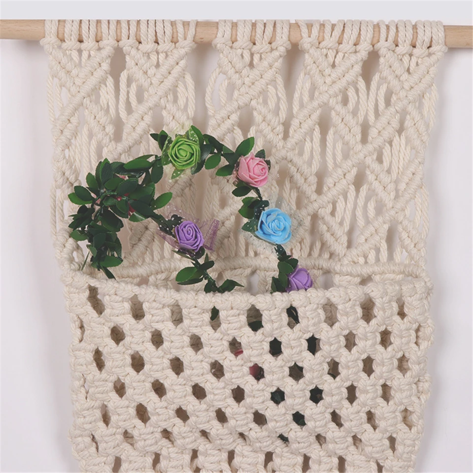 Boho Hanging Basket Woven Pocket Macrame Wall Hanging Tapestry Bohemian Room Decoration Nordic Style Home Dorm Chic Wall Accents Boho Hanging Basket Woven Pocket Macrame Wall Hanging Tapestry Bohemian Room Decoration Nordic Style Home Dorm Chic Wall Accents