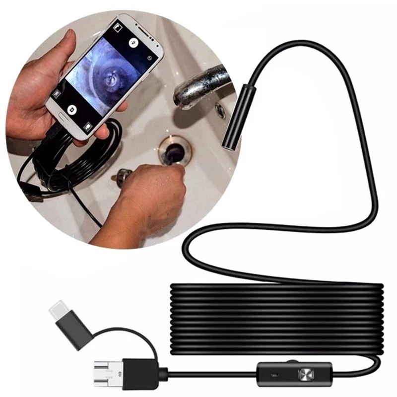 

7.0mm Endoscope Camera HD Mini USB Endoscope 6LED Cable Waterproof Flexible Inspection Borescope for Android PC 1m 2m 5m 10m