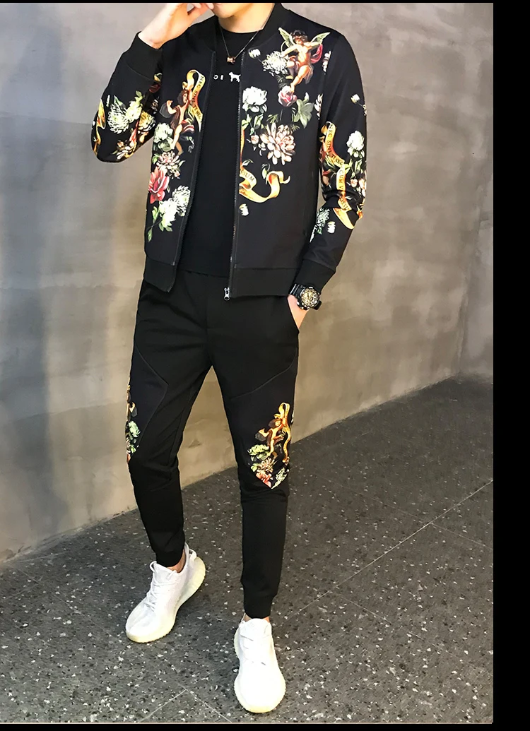 Спортивный костюм мужской Азиатский размер Moda Hombre мужской комплект осенний мужской спортивный комплект из 2 предметов спортивный костюм куртка+ штаны
