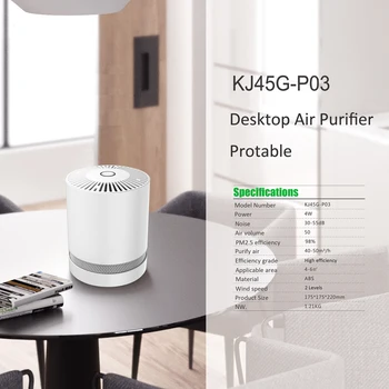 

Home Air Purifier For True HEPA Filters Compact Desktop Purifiers Filtration with Night Light Air Cleaner Air washer