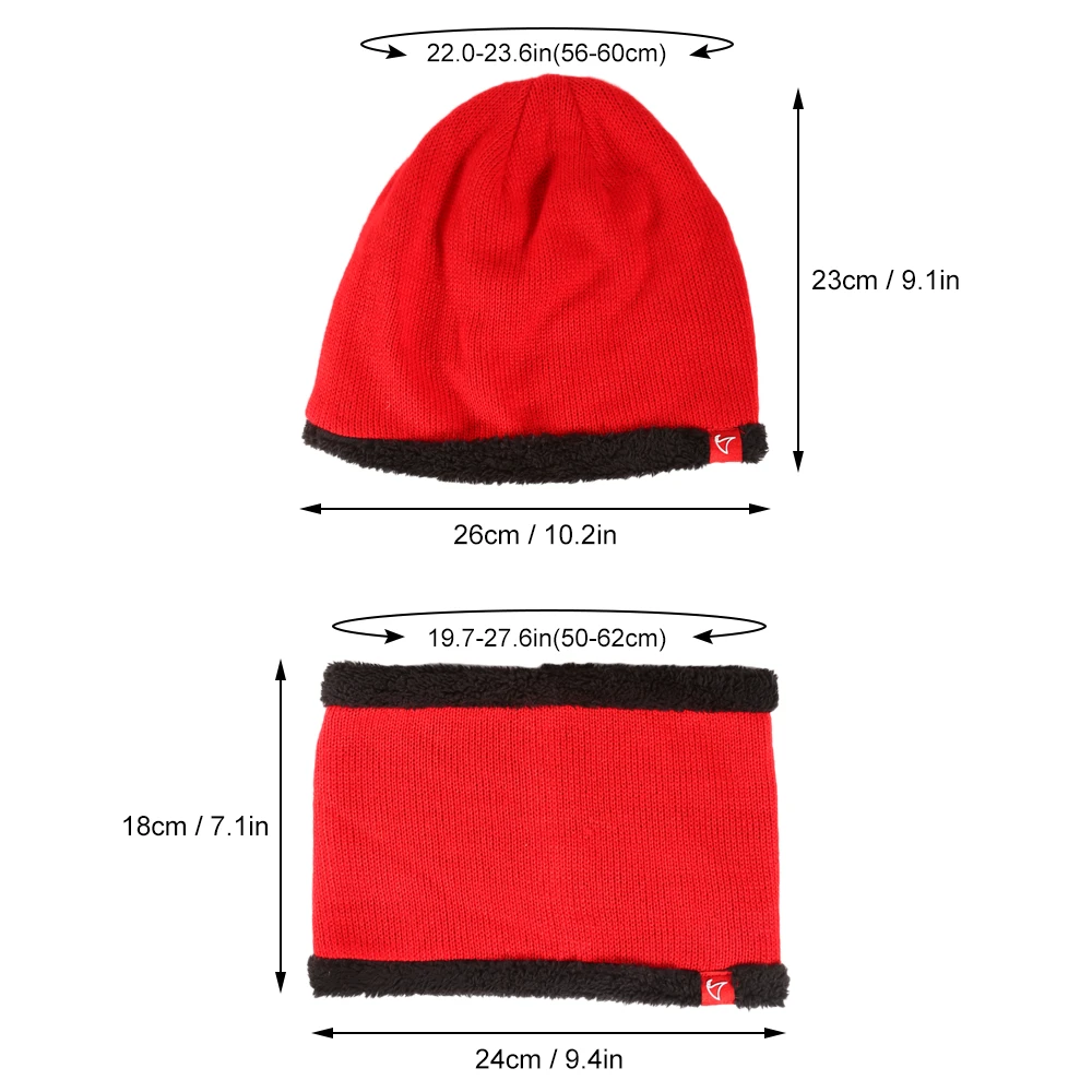 New Knitted Winter Hat Scarf Set Women men Thick Beanies And Ring Scarf Knitted Winter outdoor hiking cycling Accessories
