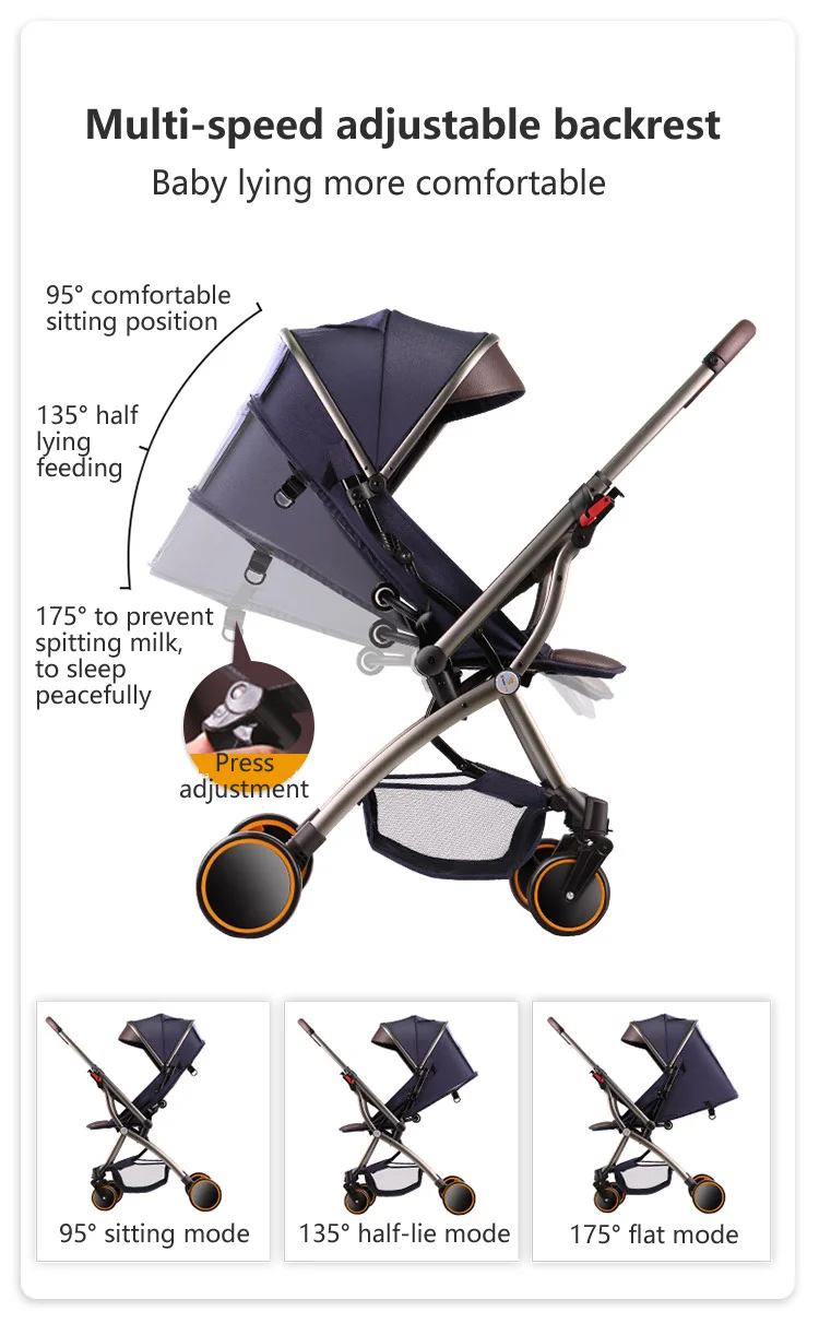 Baby stroller can sit reclining lightweight folding four-wheel shock newborn baby stroller baby stroller
