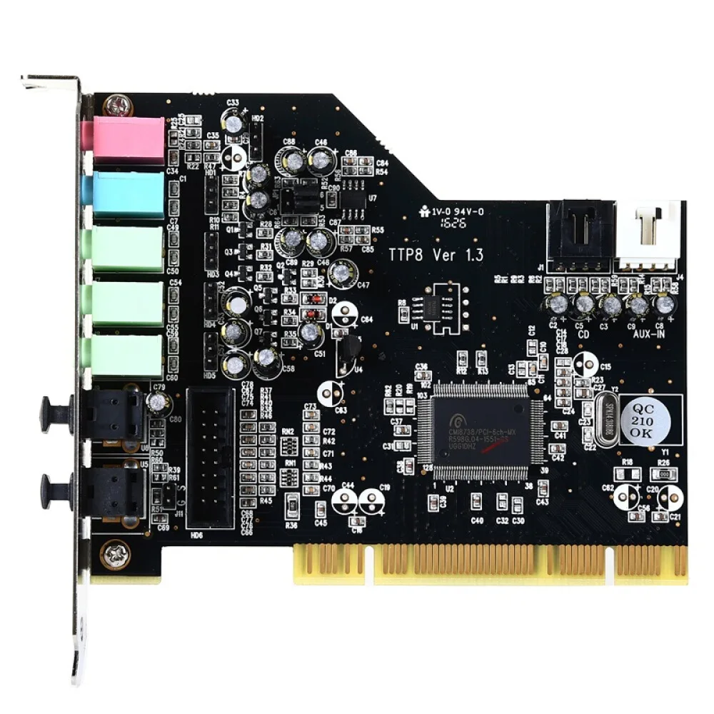 

DAC TerraTec Aureon 5.1 PCI built-in sound card supports 5.1 channels with optical fiber input and output and microphone input