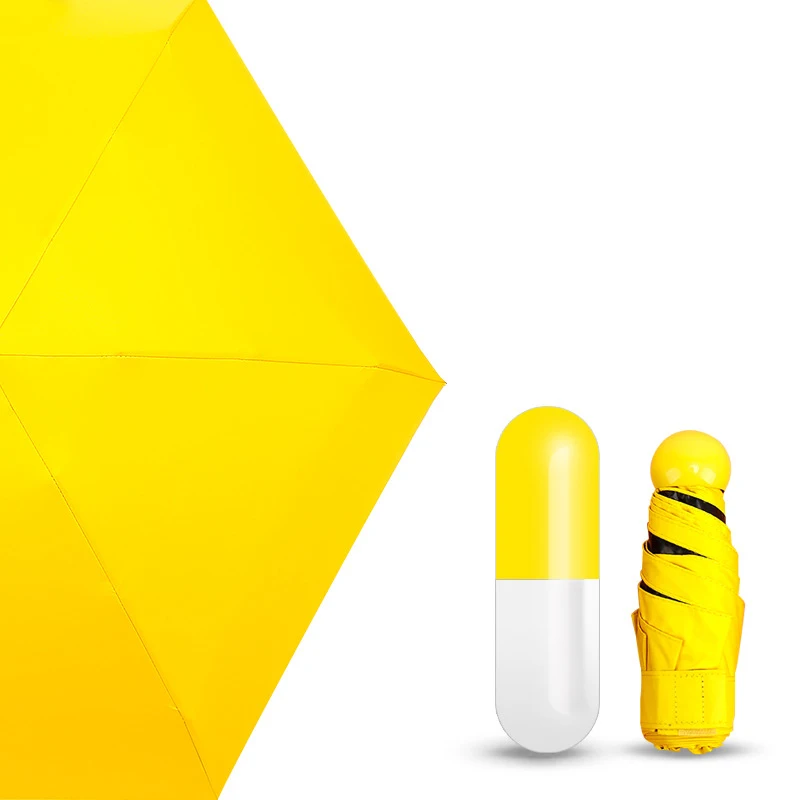 Yellow capsule Мини-капсула зонтик пятискладной солнцезащитный анти-УФ UPF50+ Зонт parapluie складной женский Карманный Зонт для женщин - Цвет: Yellow capsule