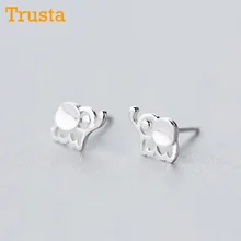 Trusta женские 925 пробы серебряные ювелирные изделия Модные крошечные серьги-гвоздики в виде Слона Подарок для девочек подруги Дети Леди DS039