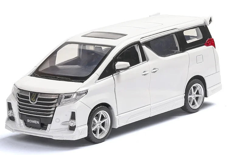 Высокая симитация 1:32 Toyota Alphard MPV модель из сплава Модель автомобиля 4 открыть дверь со звуком светильник детские игрушки - Цвет: Белый