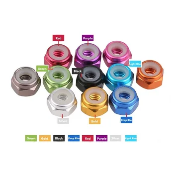 

M3 M4 M5 M6 Silver/Black/DeepBLue/LightBlue/Gold/Red/Purple/Green Anodized Colourful Aluminum flange Nylon Insert Lock Nuts