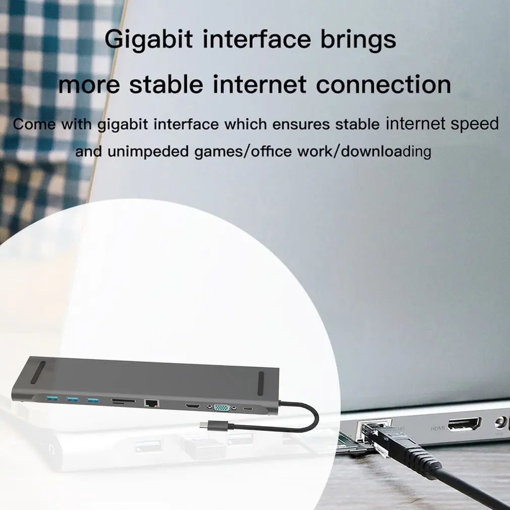 10 в 1 концентратор из алюминиевого сплава 4K usb type-C к USB 3,0 TF HDMI VGA RJ45 Mini DP док-станция для MacBook ULTRA-BASIC