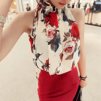 

Women Ladies Summer Floral Vest Top Halter Sleeveless Shirt Blouse Casual Loose Tank Tops Blouse