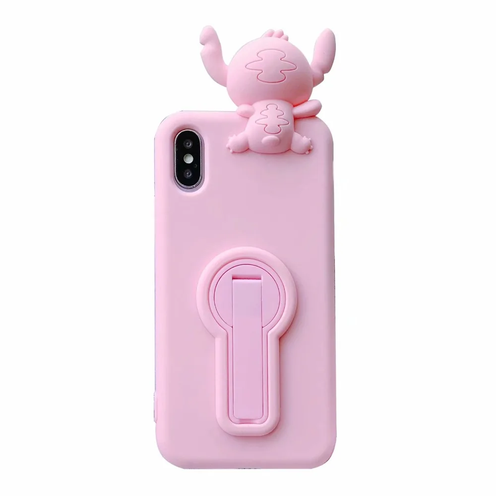 3D с мультяшками силиконовый чехол для iPhone XS MAX XR X 8 7 6S Plus Чехлы Минни кошкой с изображением кролика Банни Единорог Ститч крышка от бутылки