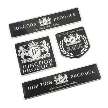 

JP Junction Produce Black Thin Aluminum Drawing Car Styling Emblem Badge Cool 3D Sticker Logo for VIP Car Long Square / Shield