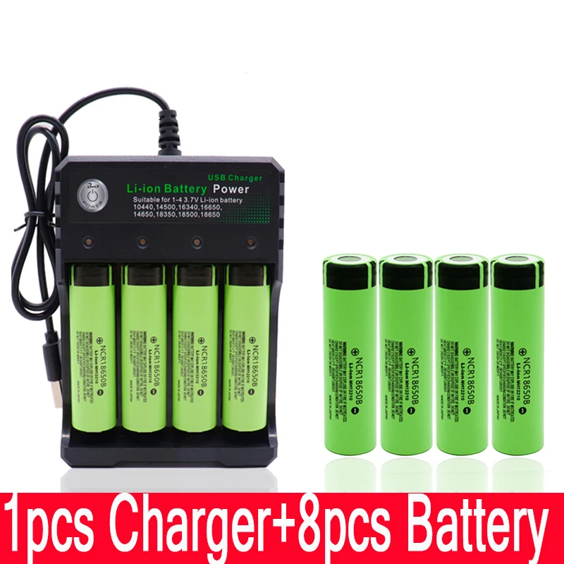 Красный NCR18650B 3,7 v 3400 mah 18650 литиевая аккумуляторная батарея фонарик батареи и USB зарядное устройство - Цвет: Красный