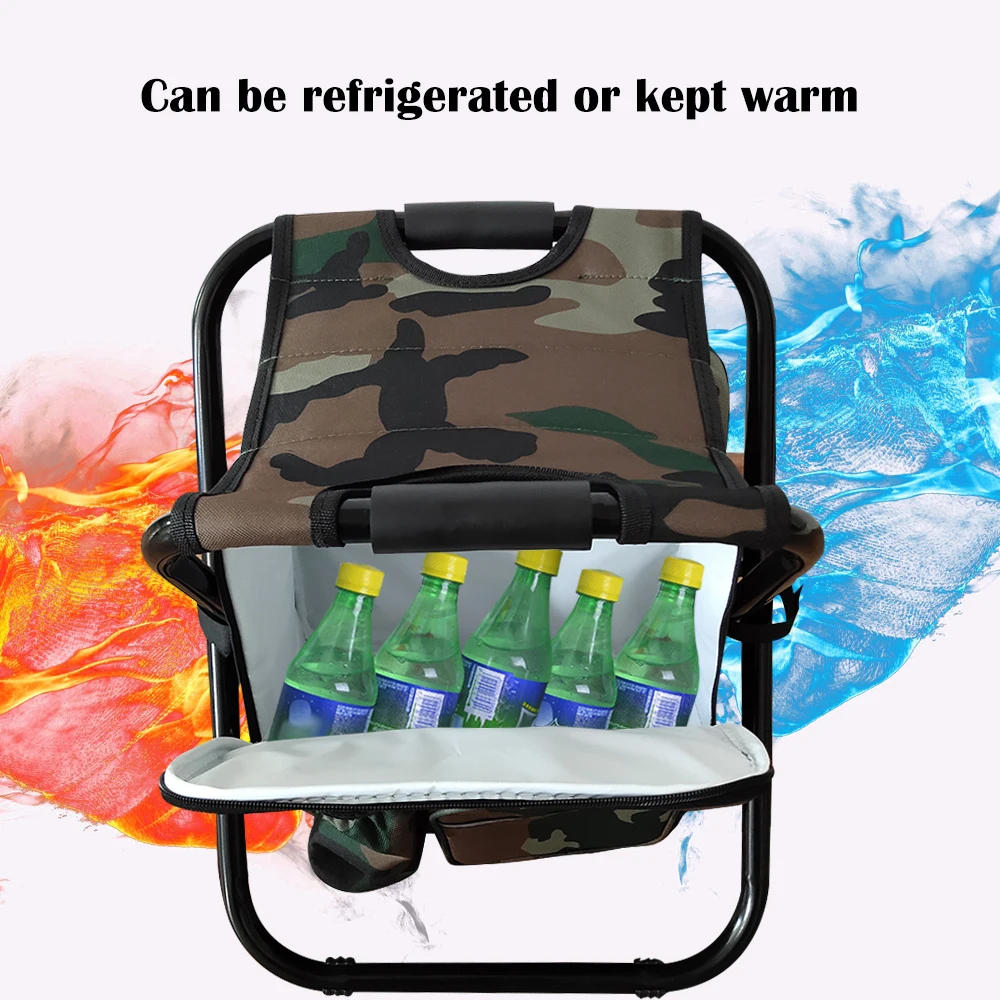

Sfit Folding Camping Fishing Chair Backpack Stool Backpack With Cooler Insulated Picnic Bag Hiking Seat Camouflage Table Bag