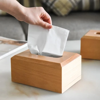 

Bamboo Rectangular Tissue Box Holder Storage Paper Box Tissue Box Cover Car Wood Napkins Holder Case Organizer Home Decoration
