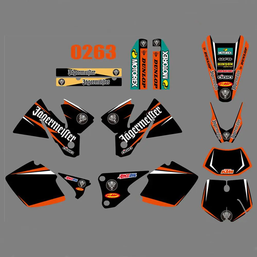 

New Full Graphics Decals Stickers Custom Number Name Glossy Bright Stickers Waterproof for KTM EXC 1998 1999 2000