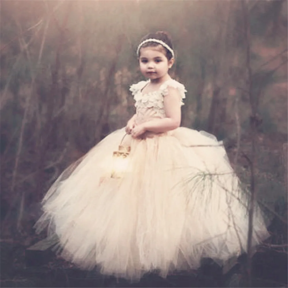 Picture color Vestidos daminha/свадебные платья для девочек с рисунком облаков и цветов; Детские пышные бальные платья с перьями; платья для первого причастия для девочек - Цвет: Picture color